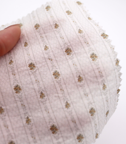 【25SS-421】小花柄×ストライププリントタフタワッシャー　/0.5ｙあたり=～850円