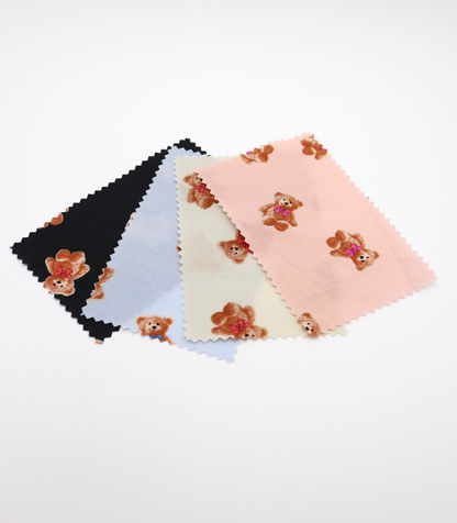 【25SS-428】リボン付きくまさんプリント綿ローン　/0.5ｙあたり=～770円