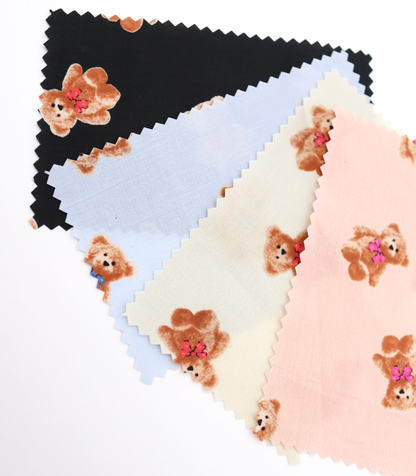 【25SS-428】リボン付きくまさんプリント綿ローン　/0.5ｙあたり=～770円