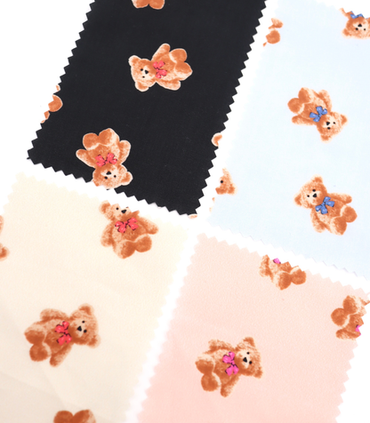 【25SS-428】リボン付きくまさんプリント綿ローン　/0.5ｙあたり=～770円