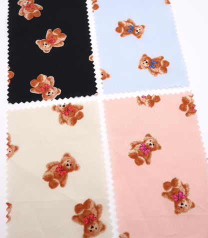 【25SS-428】リボン付きくまさんプリント綿ローン　/0.5ｙあたり=～770円