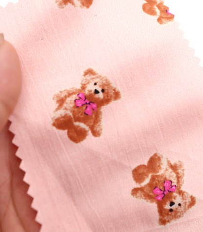 【25SS-428】リボン付きくまさんプリント綿ローン　/0.5ｙあたり=～770円