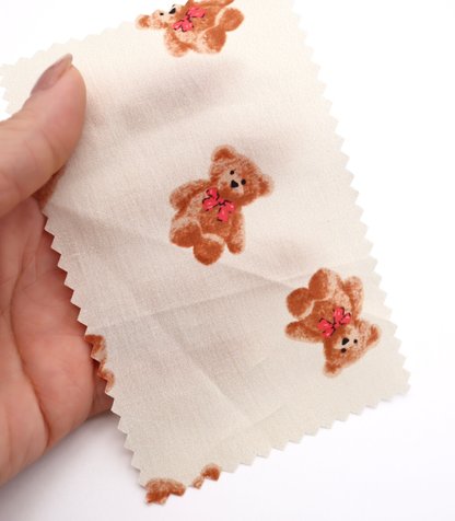 【25SS-428】リボン付きくまさんプリント綿ローン　/0.5ｙあたり=～770円