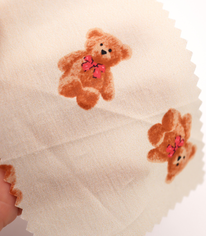 【25SS-428】リボン付きくまさんプリント綿ローン　/0.5ｙあたり=～770円