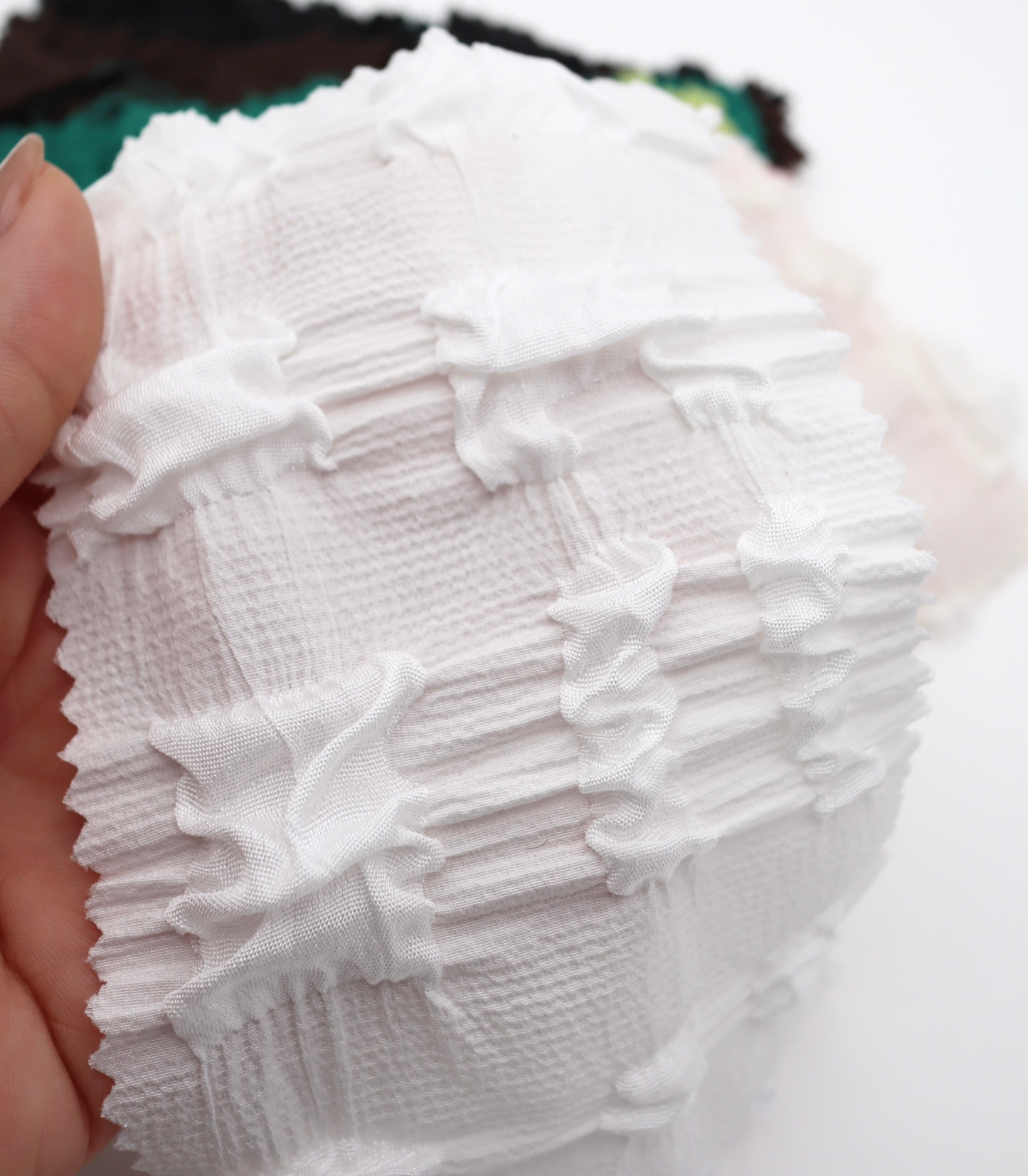 【25SS-406】ぽこぽこチェック柄立体ジャガードリップル　/0.5ｙあたり=～860円