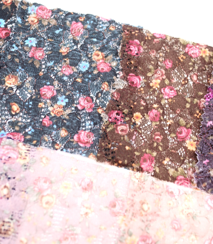 【25SS-451】小花柄プリントしぼ織レース　/0.5ｙあたり=～630円