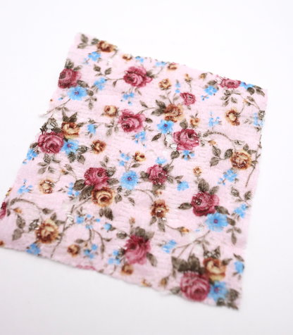 【25SS-451】小花柄プリントしぼ織レース　/0.5ｙあたり=～630円