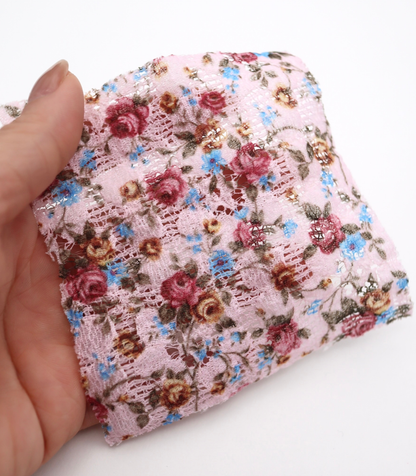 【25SS-451】小花柄プリントしぼ織レース　/0.5ｙあたり=～630円