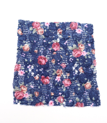 【25SS-451】小花柄プリントしぼ織レース　/0.5ｙあたり=～630円