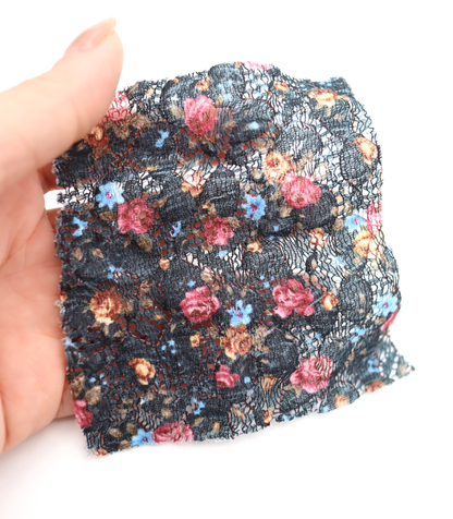 【25SS-451】小花柄プリントしぼ織レース　/0.5ｙあたり=～630円