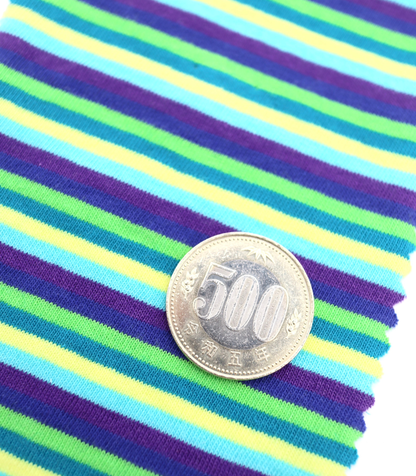 【25SS-449】細ピッチマルチカラーボーダー綿天竺　/0.5ｙあたり=～890円