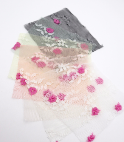 【25SS-450】ぷちふわ小花柄刺繍チュール　/0.5ｙあたり=～745円