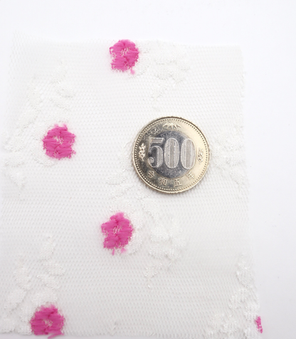 【25SS-450】ぷちふわ小花柄刺繍チュール　/0.5ｙあたり=～745円