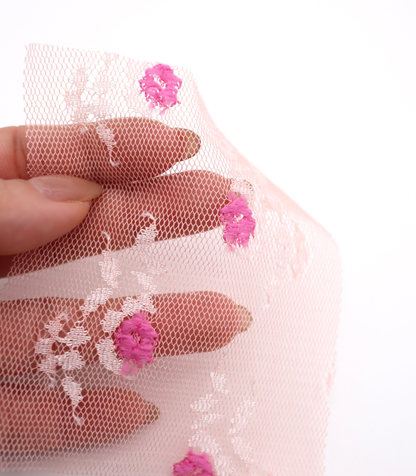 【25SS-450】ぷちふわ小花柄刺繍チュール　/0.5ｙあたり=～745円