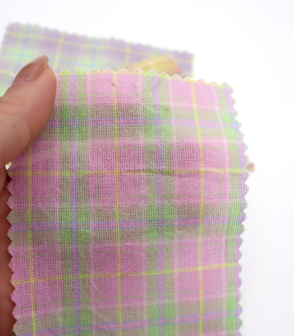 【25SS-414】古着っぽ先染めペールトーンマドラスチェック　/0.5ｙあたり=～715円