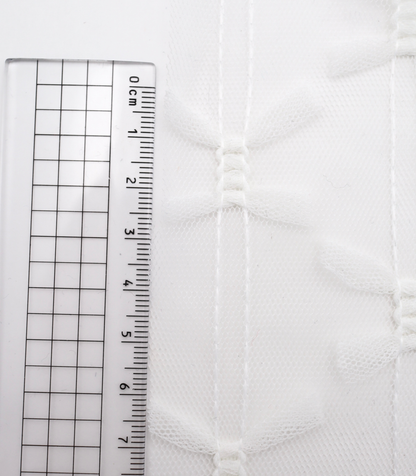 【25SS-403】立体リボン付きストライプステッチチュール　/0.5ｙあたり=～725円