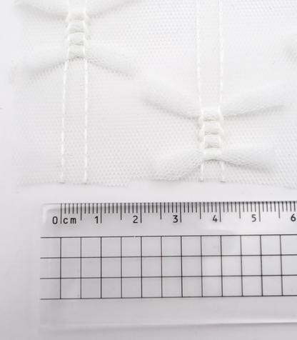【25SS-403】立体リボン付きストライプステッチチュール　/0.5ｙあたり=～725円