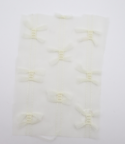 【25SS-403】立体リボン付きストライプステッチチュール　/0.5ｙあたり=～725円