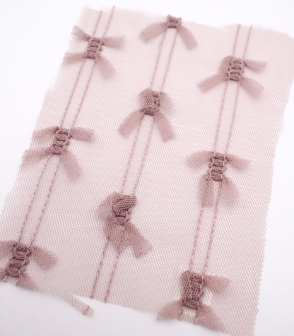 【25SS-403】立体リボン付きストライプステッチチュール　/0.5ｙあたり=～725円