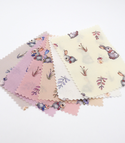 【25SS-405】うさちゃん×草花プリント綿ローン　/0.5ｙあたり=～850円