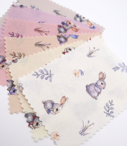 【25SS-405】うさちゃん×草花プリント綿ローン　/0.5ｙあたり=～850円