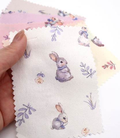 【25SS-405】うさちゃん×草花プリント綿ローン　/0.5ｙあたり=～850円