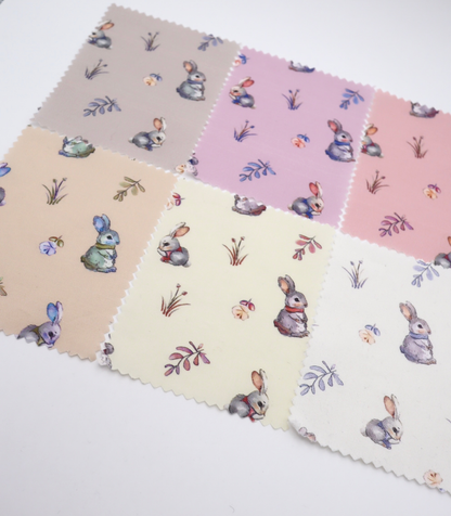 【25SS-405】うさちゃん×草花プリント綿ローン　/0.5ｙあたり=～850円