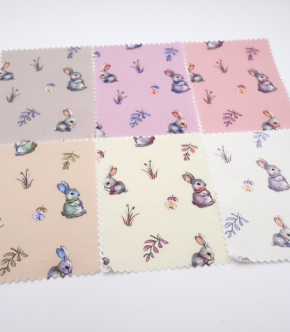 【25SS-405】うさちゃん×草花プリント綿ローン　/0.5ｙあたり=～850円