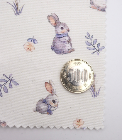 【25SS-405】うさちゃん×草花プリント綿ローン　/0.5ｙあたり=～850円