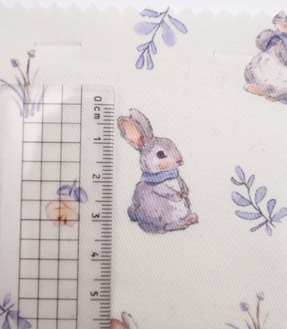 【25SS-405】うさちゃん×草花プリント綿ローン　/0.5ｙあたり=～850円