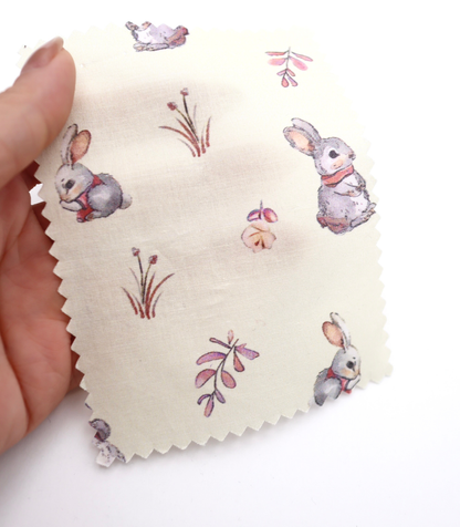 【25SS-405】うさちゃん×草花プリント綿ローン　/0.5ｙあたり=～850円