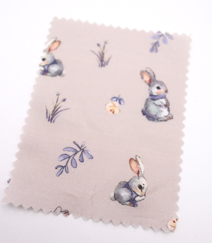 【25SS-405】うさちゃん×草花プリント綿ローン　/0.5ｙあたり=～850円