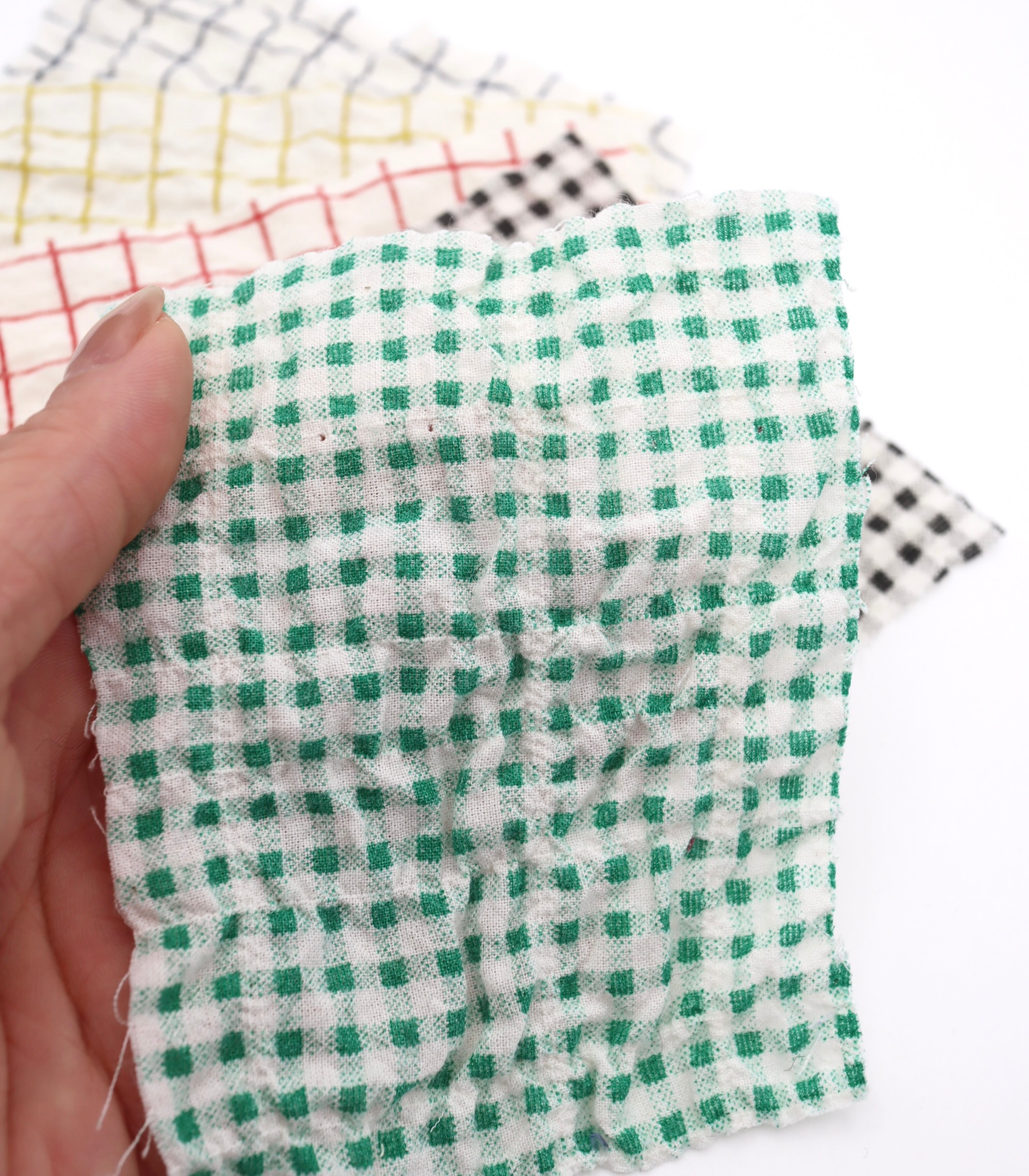 【25SS-436】チェックプリントしぼしぼシャーリング　/0.5ｙあたり=～835円