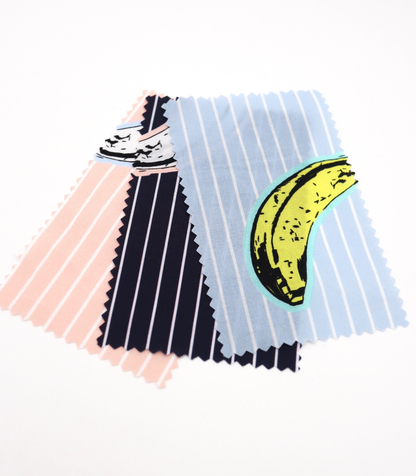 【25SS-430】腐りはじめバナナ×ストライププリント綿ローン　/0.5ｙあたり=～810円