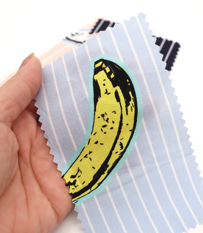 【25SS-430】腐りはじめバナナ×ストライププリント綿ローン　/0.5ｙあたり=～810円