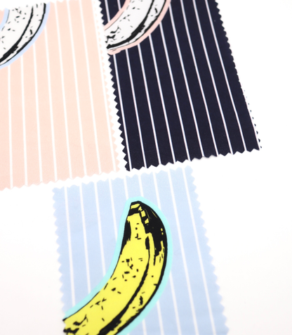 【25SS-430】腐りはじめバナナ×ストライププリント綿ローン　/0.5ｙあたり=～810円