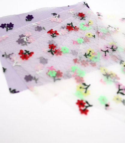 【25SS-426】小花柄フロッキープリントチュール　/0.5ｙあたり=～ 725円