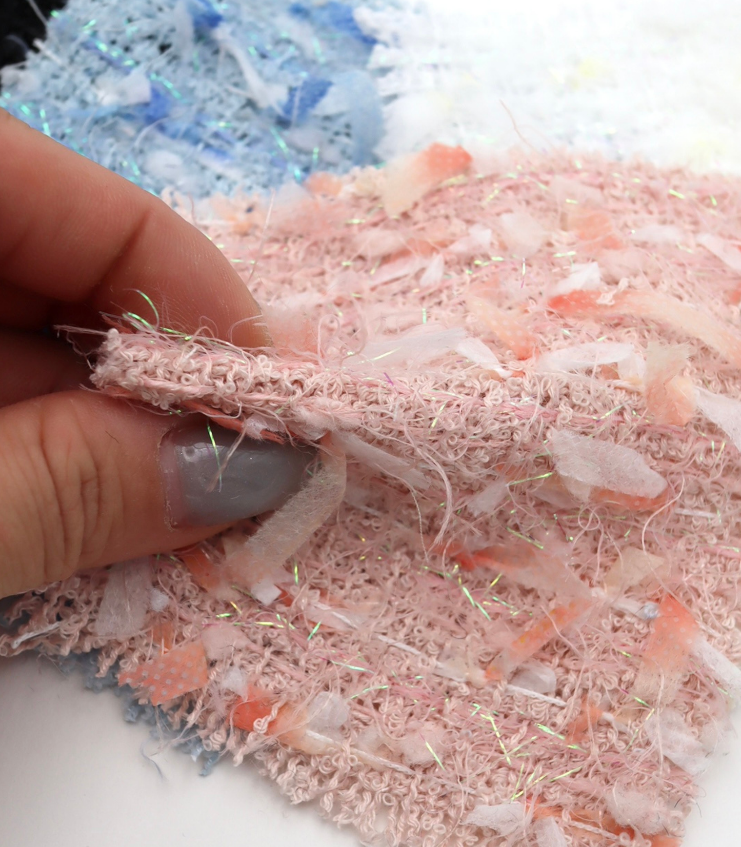 【25SS-151】リボン×キラキラヤーンミックスツイード　/0.5ｙあたり = ～1510円