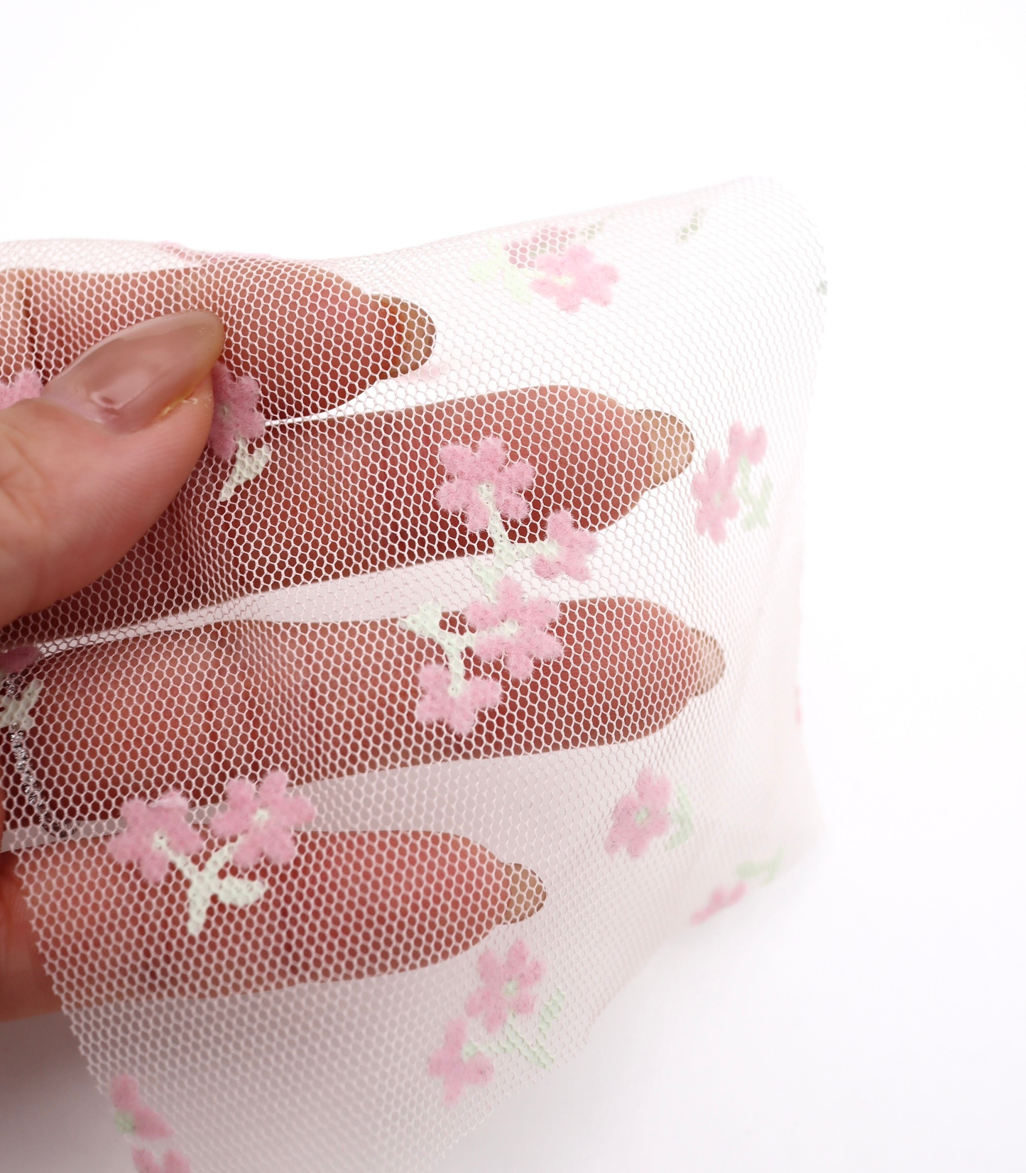 【25SS-426】小花柄フロッキープリントチュール　/0.5ｙあたり=～ 725円
