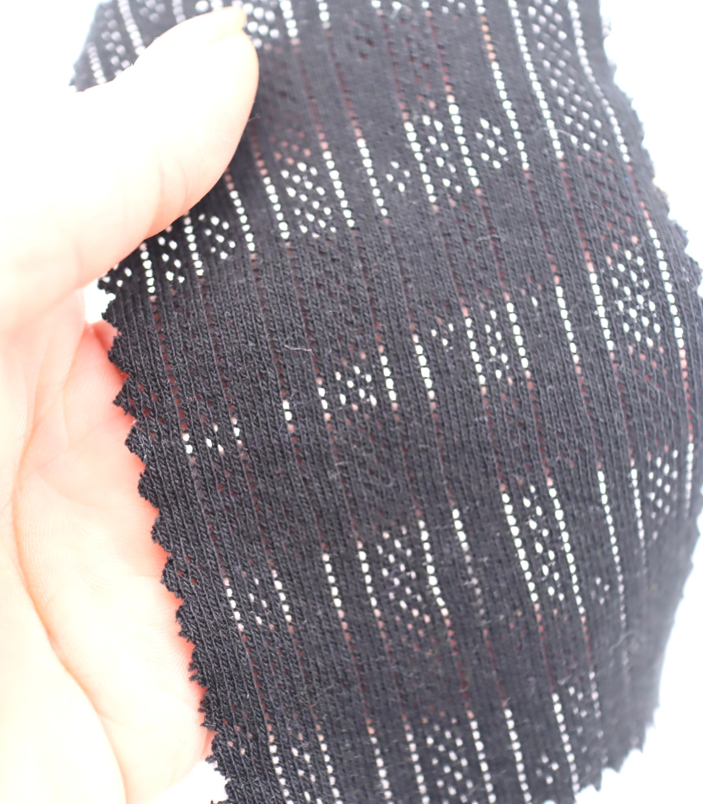 【25SS-411】ストライプ針抜きフライスニット　/0.5ｙあたり=～925円