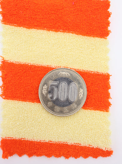 500円玉との比較で見るパイルの毛足とボーダーのピッチサイズ