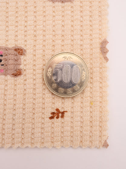 くま柄サーマル（ワッフル）生地｜四者混・高伸縮ストレッチ｜ドッグウェア（犬服）・ベビー服向け｜26SS-084【生地仕入れ代行卸】