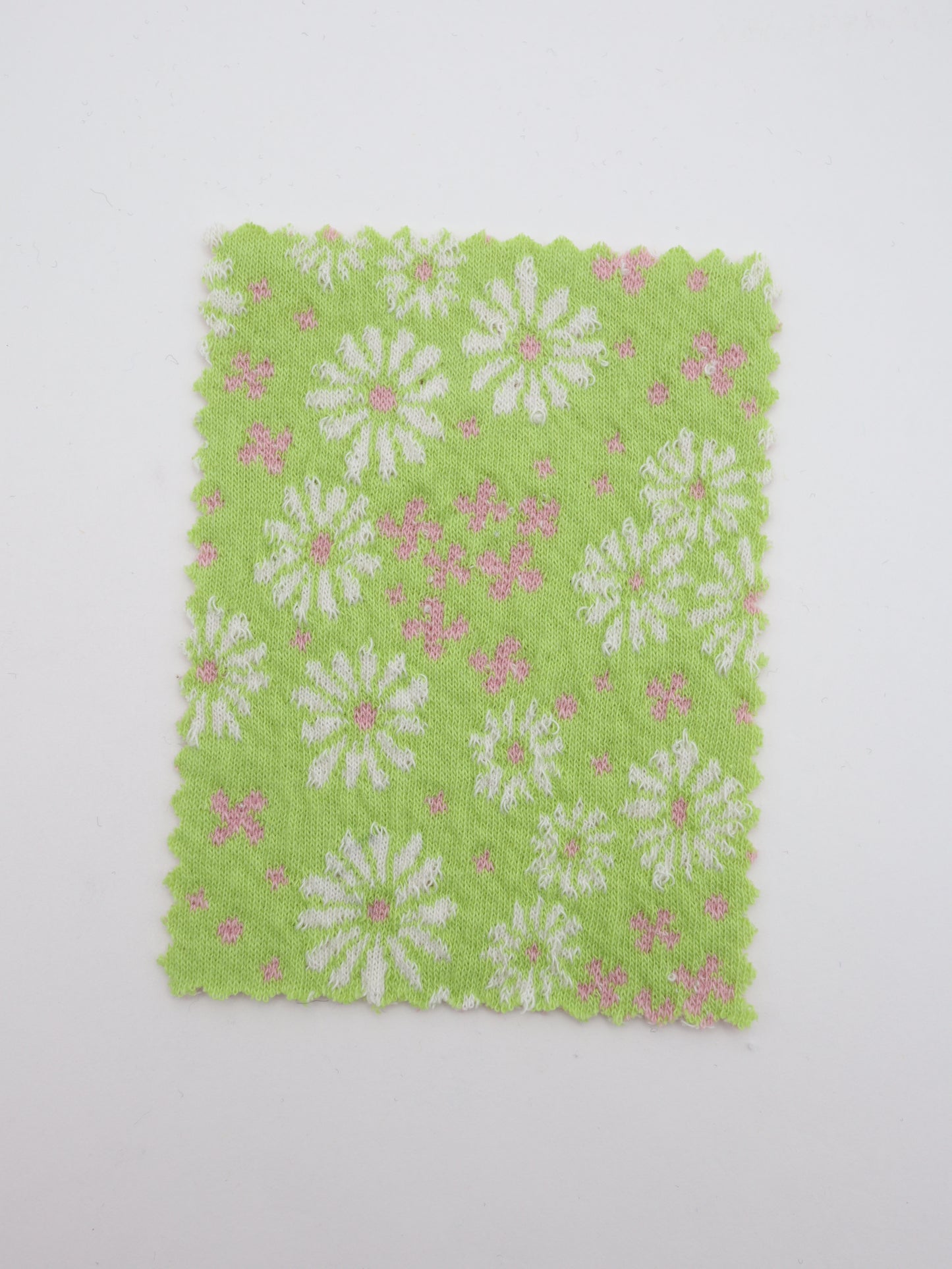 デイジー柄ジャガードニット生地｜綿混ストレッチ｜ドッグウェア（犬服）・キッズ服向け｜26SS-062【生地仕入れ代行卸】