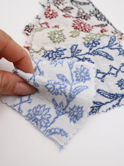 透け感のない肉厚な花柄刺繍生地、裏地なしアウターの量産に