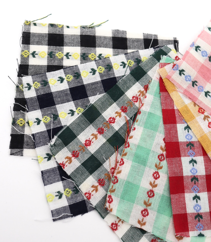 【25SS-318】ストライプ小花柄刺繍先染めギンガムチェック　/0.5ｙあたり=～630円