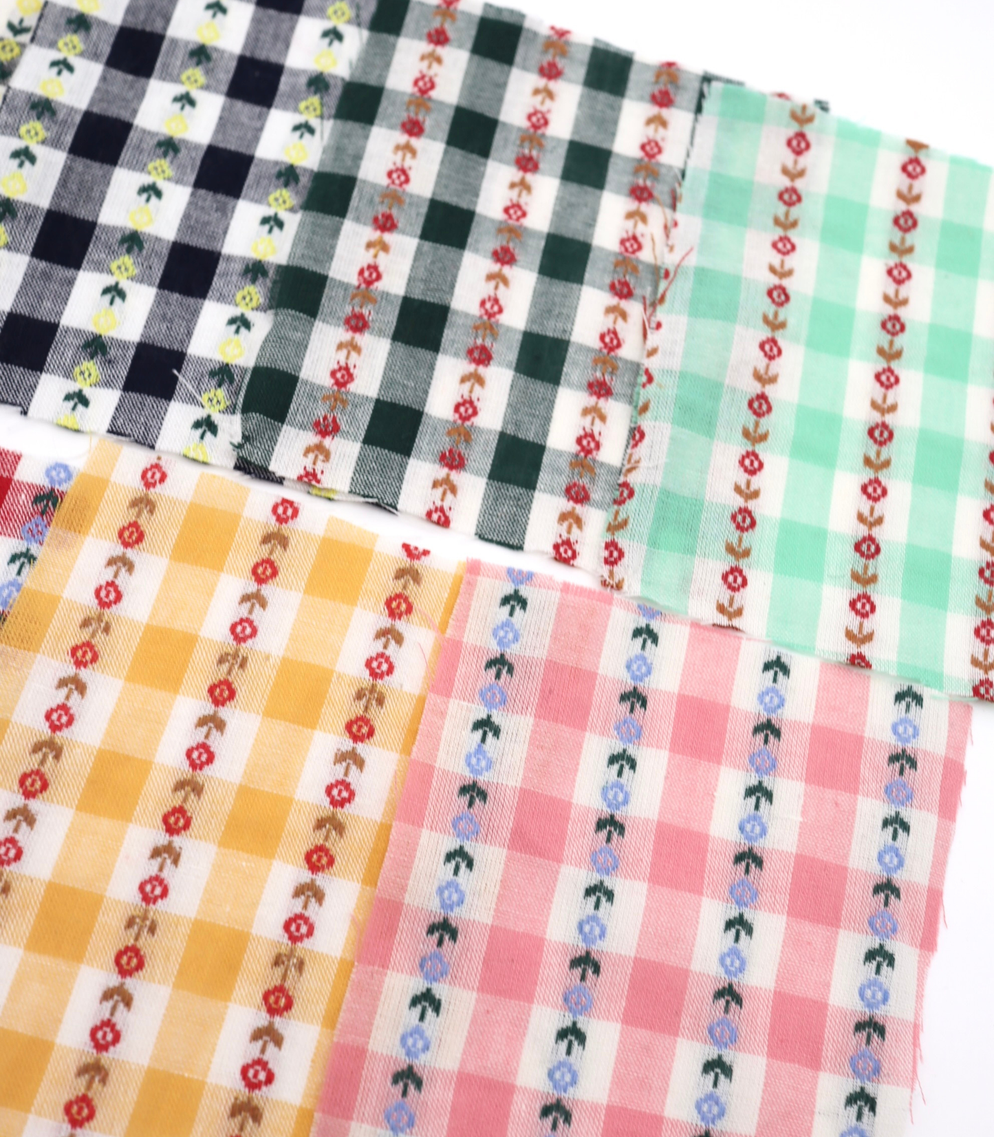 【25SS-318】ストライプ小花柄刺繍先染めギンガムチェック　/0.5ｙあたり=～630円