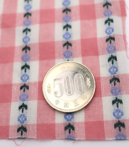【25SS-318】ストライプ小花柄刺繍先染めギンガムチェック　/0.5ｙあたり=～630円