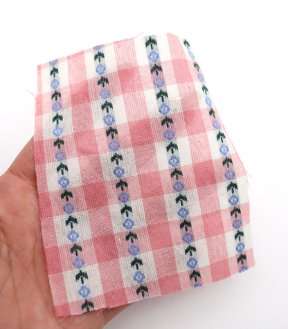 【25SS-318】ストライプ小花柄刺繍先染めギンガムチェック　/0.5ｙあたり=～630円