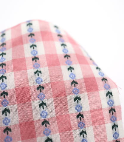 【25SS-318】ストライプ小花柄刺繍先染めギンガムチェック　/0.5ｙあたり=～630円