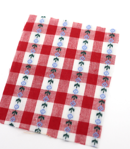 【25SS-318】ストライプ小花柄刺繍先染めギンガムチェック　/0.5ｙあたり=～630円